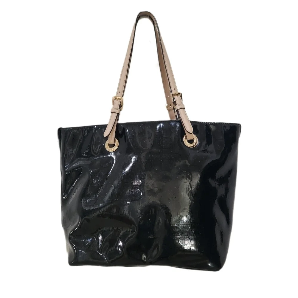 Michael Kors Jet Set Travel Tote Glossy Black Hand Bag, Women's OS